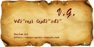 Ványi Győző névjegykártya
